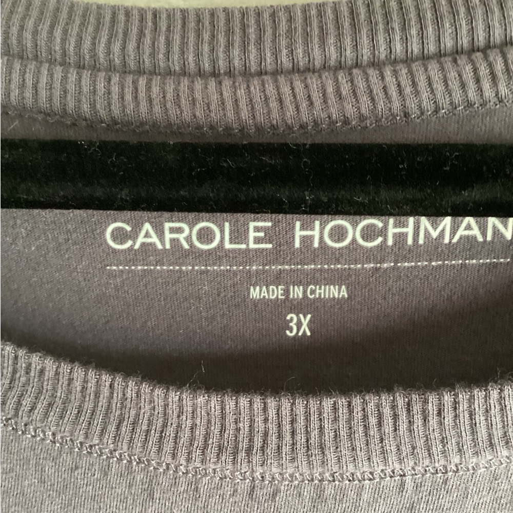 Carole Hochman Gray Long Sleeve Pocket Sweatshirt with Puppy 3x - Picture 3 of 6